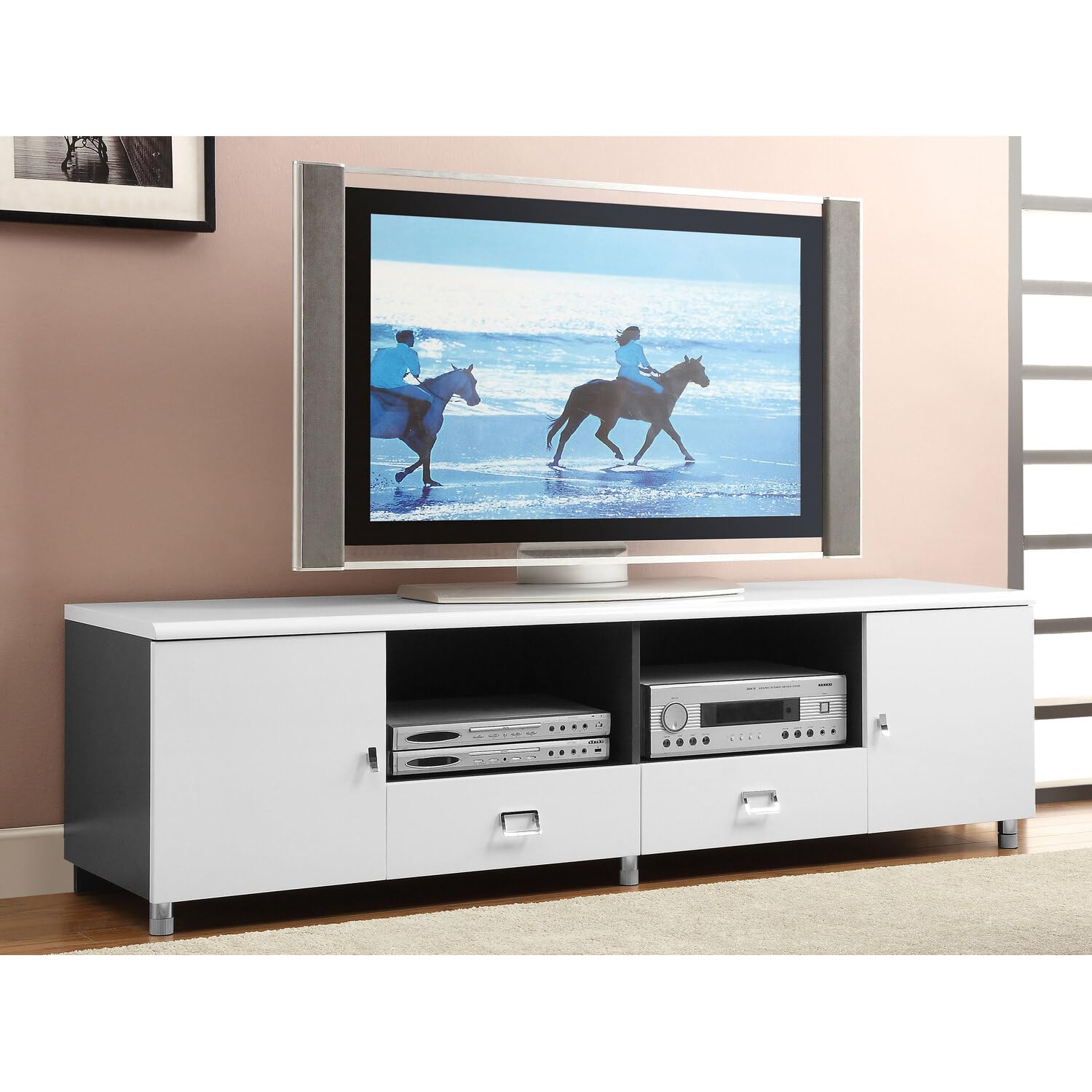 Coaster Home Furnishings 700910 TV Console, White/Gunmetal