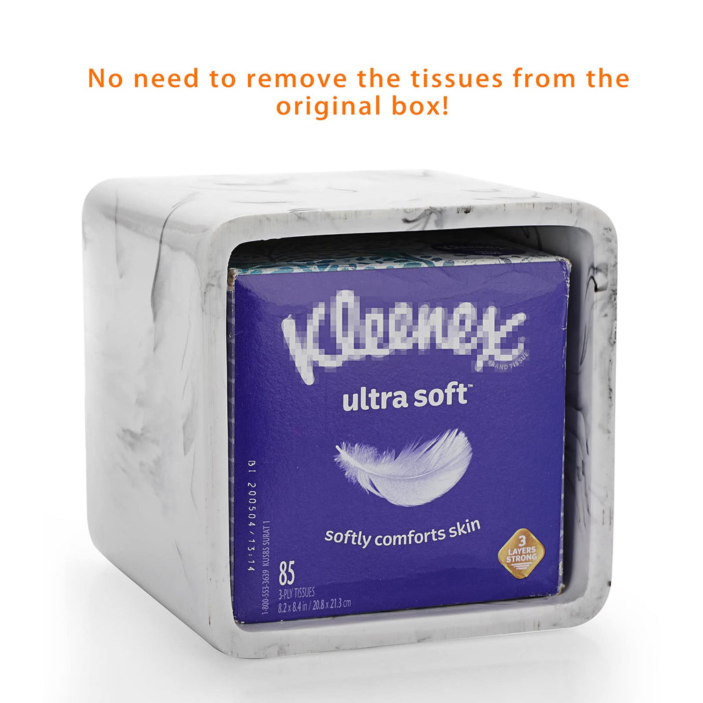 Sumnacon Resin Square Tissue Box Cover - Stylish Cube Tissue Box Holder With Open Bottom, Decorative Tissue Holder For Bathroom