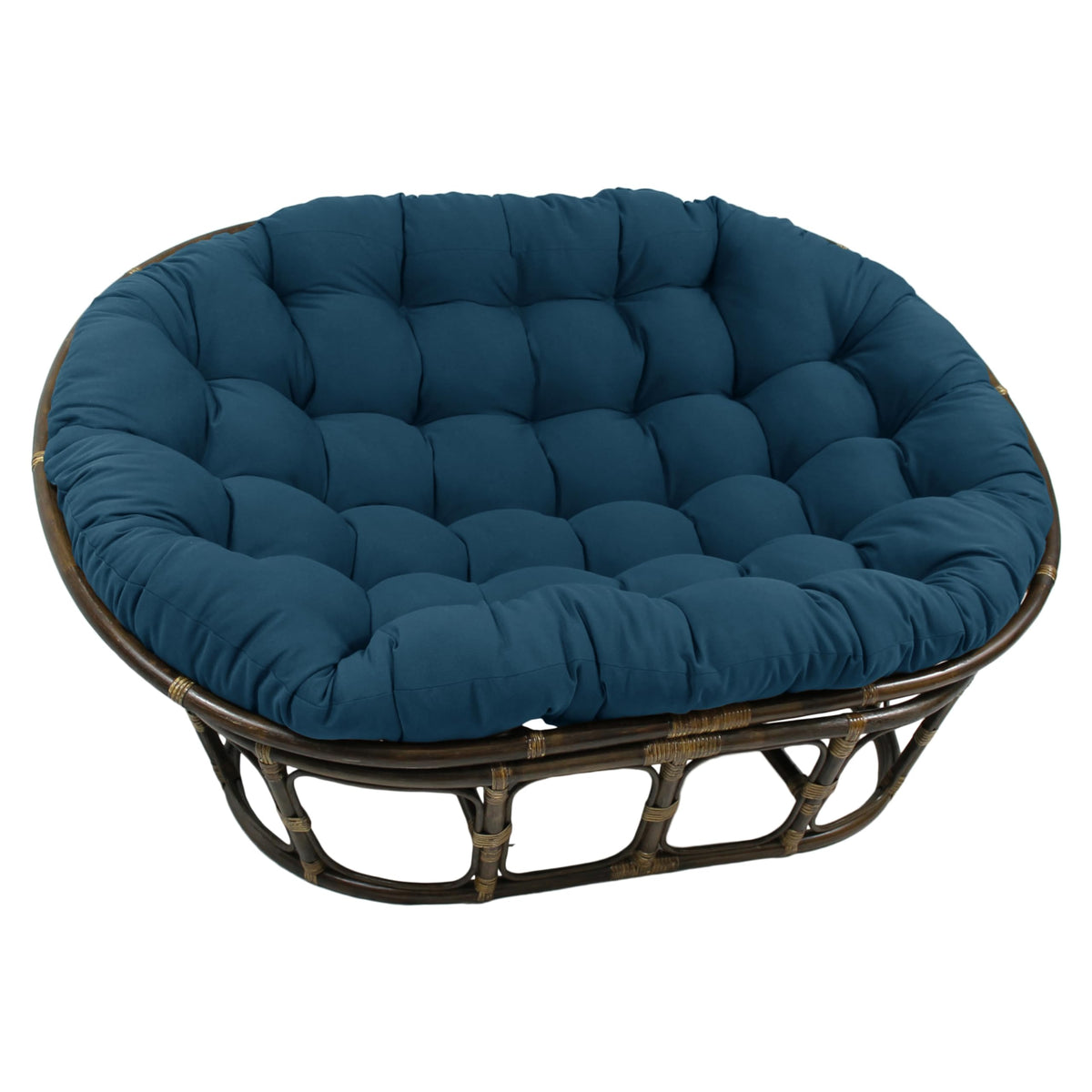Rattan Double Papasan Chair With Twill Cushion (Indigo)