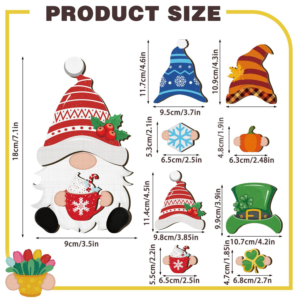 Blulu Fall Christmas Interchangeable Wooden Gnome Decor Diy Holiday Halloween Thanksgiving Seasonal Tiered Tray Decoration With