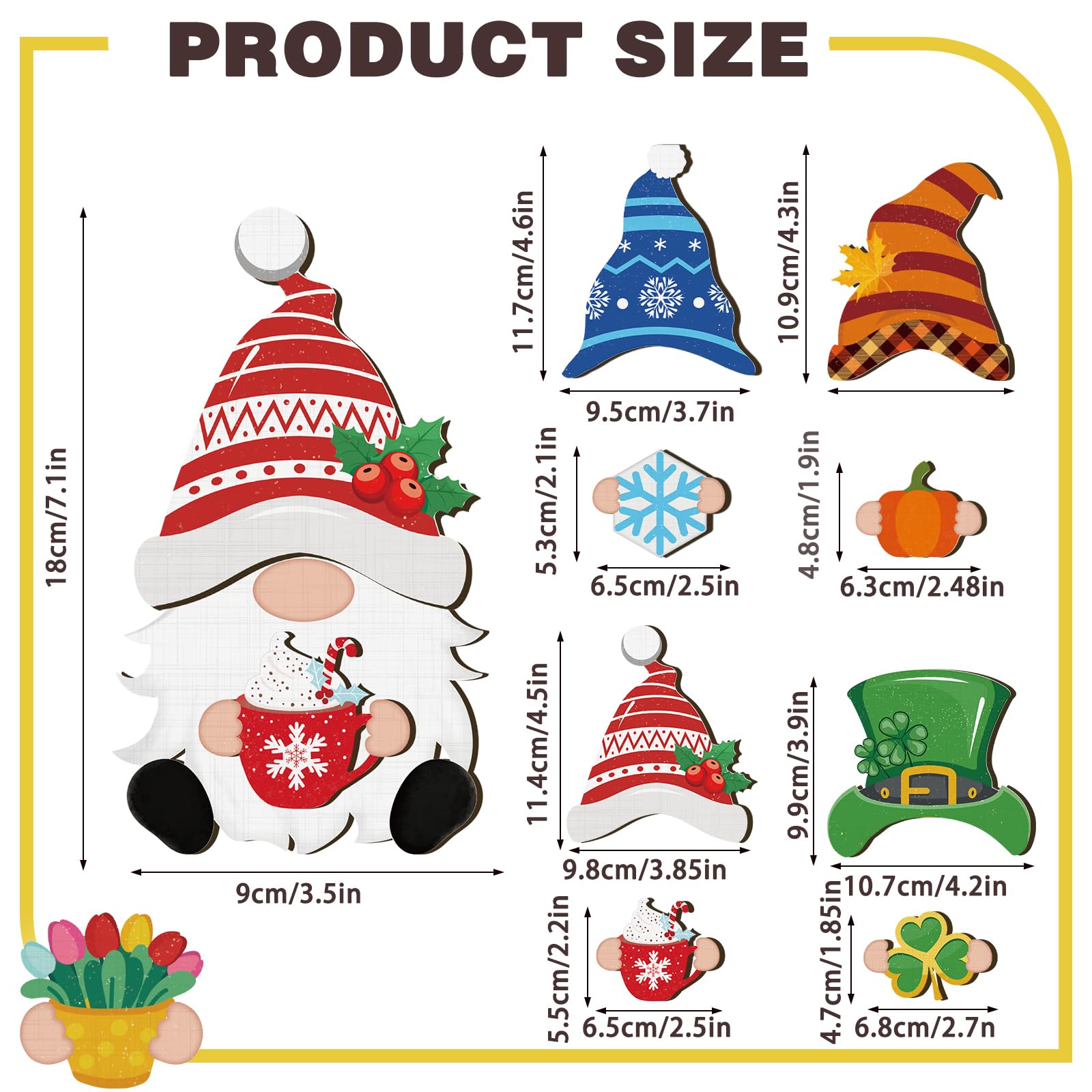 Blulu Fall Christmas Interchangeable Wooden Gnome Decor Diy Holiday Halloween Thanksgiving Seasonal Tiered Tray Decoration With