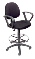 Boss Office Products Ergonomic Works Drafting Chair with Loop Arms in Black