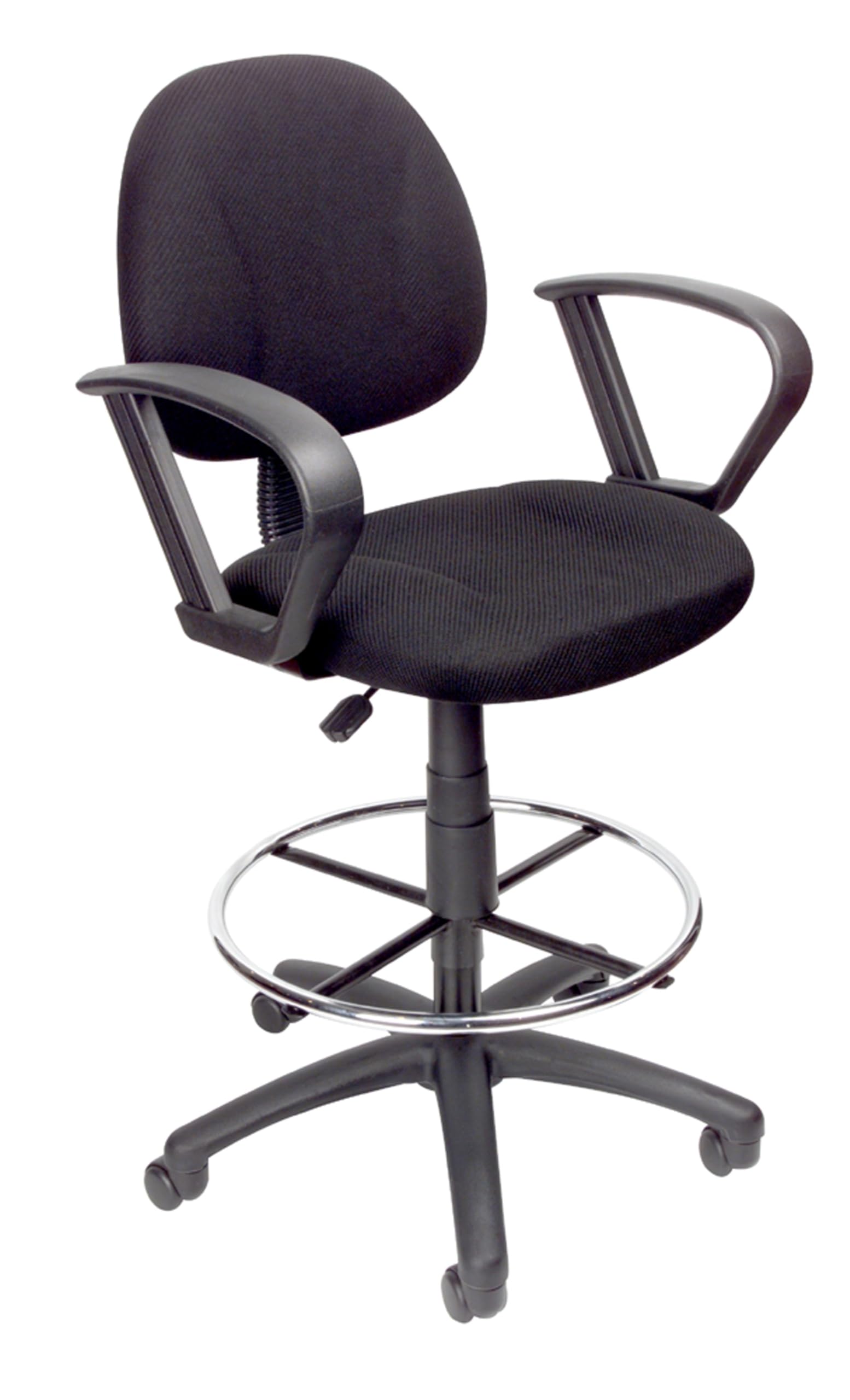 Boss Office Products Ergonomic Works Drafting Chair with Loop Arms in Black