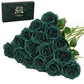 Waipfaru 16 Pcs St Patricks Day Green Roses, Long Stem Fake Roses Artificial Flowers, Silk Flowers for Valentines, Roses Bouquet