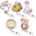 Suncalla 5 Pcs Funny Silly Goose Badge Reel Retractable ID Holder with Alligator Clip Funny Silly Goose Badge Reel Nursing Acces