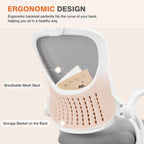 Sweetcrispy Office Computer Desk Chair, Ergonomic High-Back Mesh Rolling Work Chairs With Wheels And Adjustable Headrests, Comfortable Lumbar Support, Comfy Flip-Up Arms For Home,Bedroom,Study, Grey