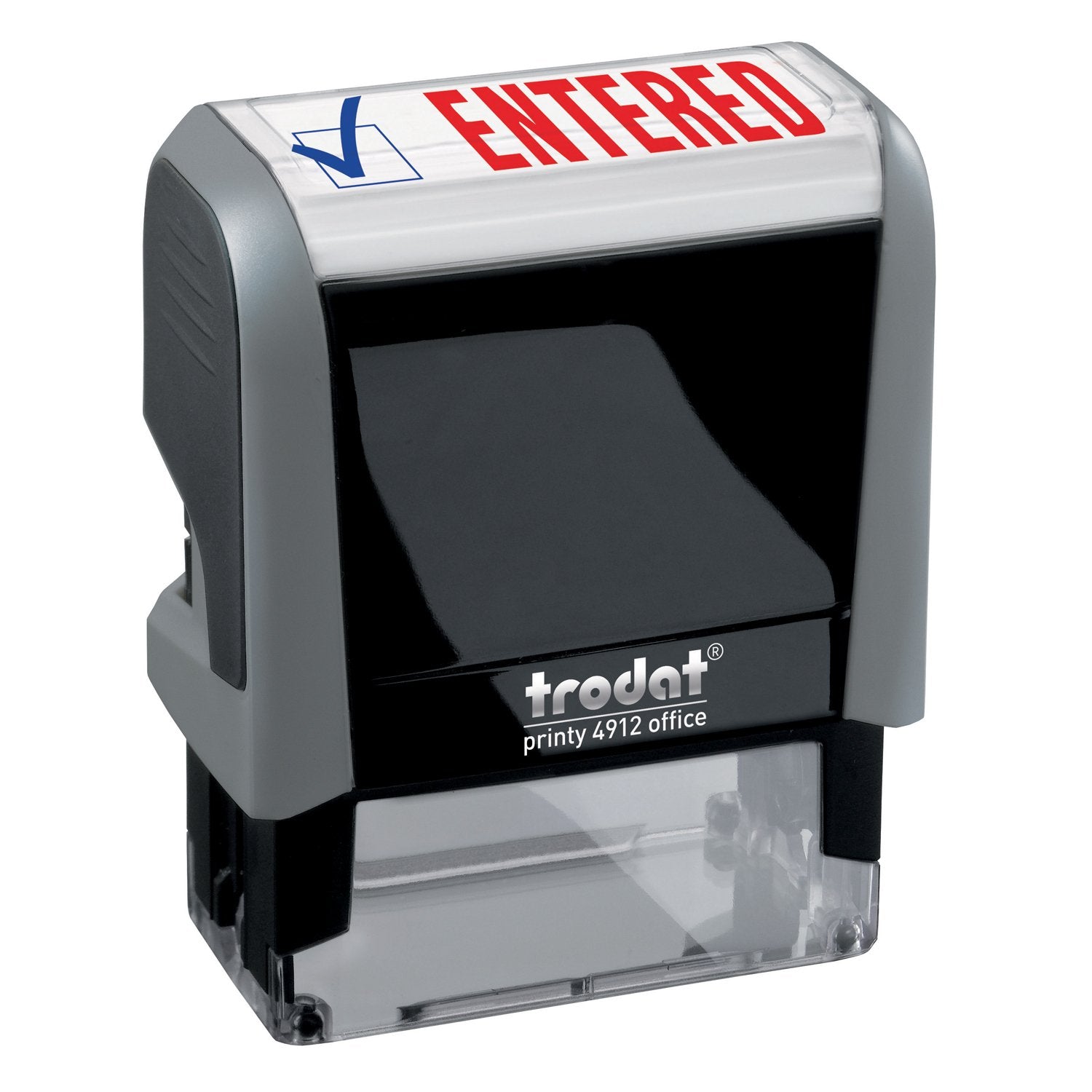 Trodat Stamp 4912 Office Printy With English Text Entered - Self Inking, Red And Blue Ink, Impression Size 3/4' X 1-7/8'