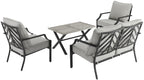 Crosley Furniture Otto 4-Piece Chevron Outdoor Loveseat Patio Furniture Set, Conversation Sets for Porch, Matte Black with Gray Cushions