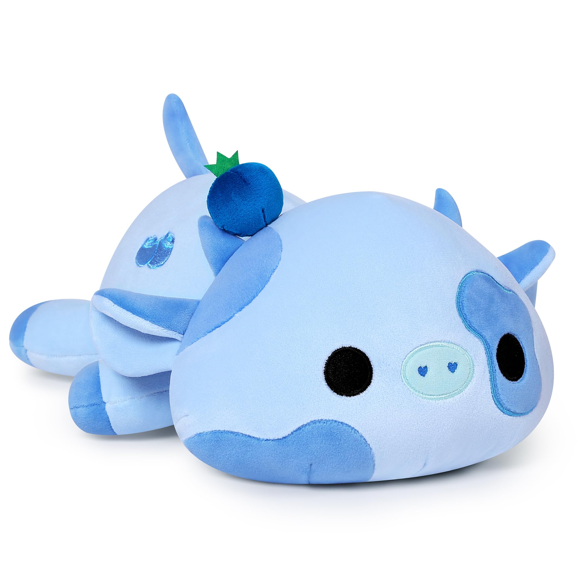 Onsoyours Cute Cow Plushie, Soft Stuffed Blueberry Cow Squishy Plush Animal Toy Pillow for Kids (Blueberry Cow, 9')