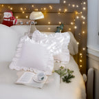 Lemfux White Cotton Ruffle Euro Pillow Shams 24 * 24Inch Shabby Chic Decorative Pillow Covers Feminine Ruffled Christmas Pillow