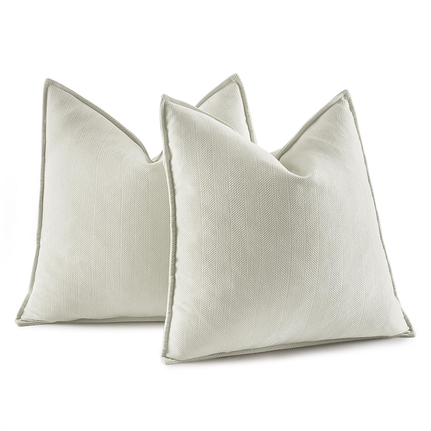 Miulee Pack Of 2 Cream Decorative Pillow Covers 18X18 Inch Soft Chenille Luxurious Couch Throw Pillows Farmhouse Cushion Covers With Elegant Design For Sofa Bedroom Living Room Home Decor