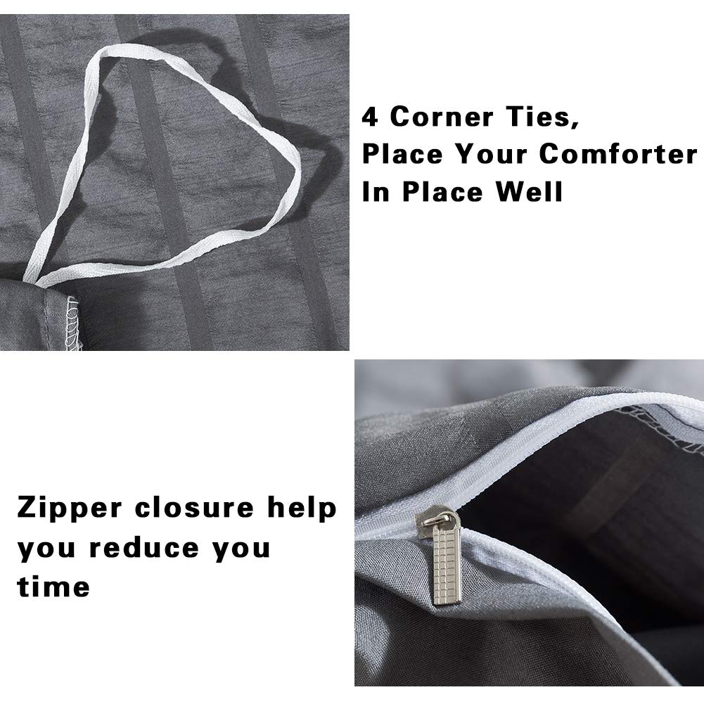 Avelom Seersucker Duvet Cover Set California King Size (104 X 98 Inches), 3 Pieces (1 Duvet Cover + 2 Pillowcases), Grey Soft Washed Microfiber, Textured Duvet Cover With Zipper Closure, Corner Ties