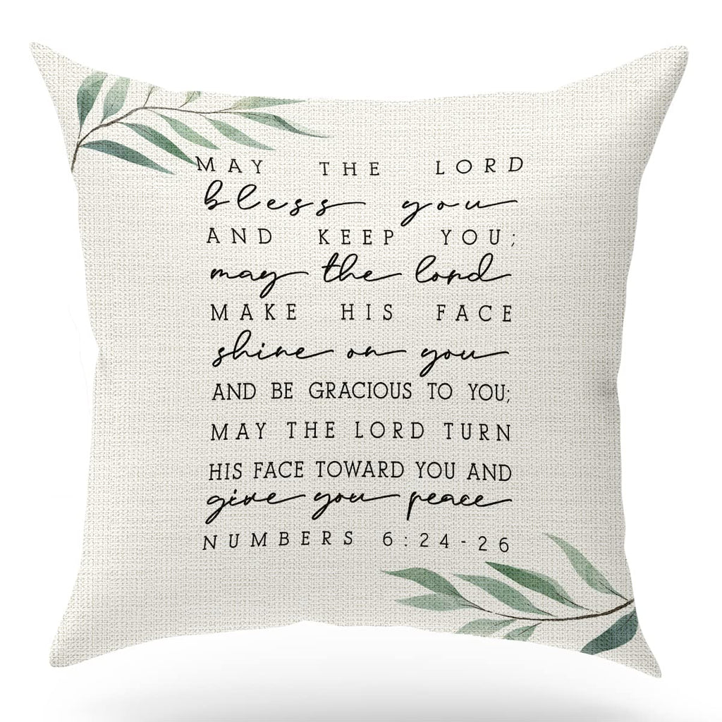 KongMoTree Bible Verse Throw Pillow Cover, Blessing Gift, Scripture Art, Scripture Sayings, Bible Quote, Numbers 6:24-26, Church