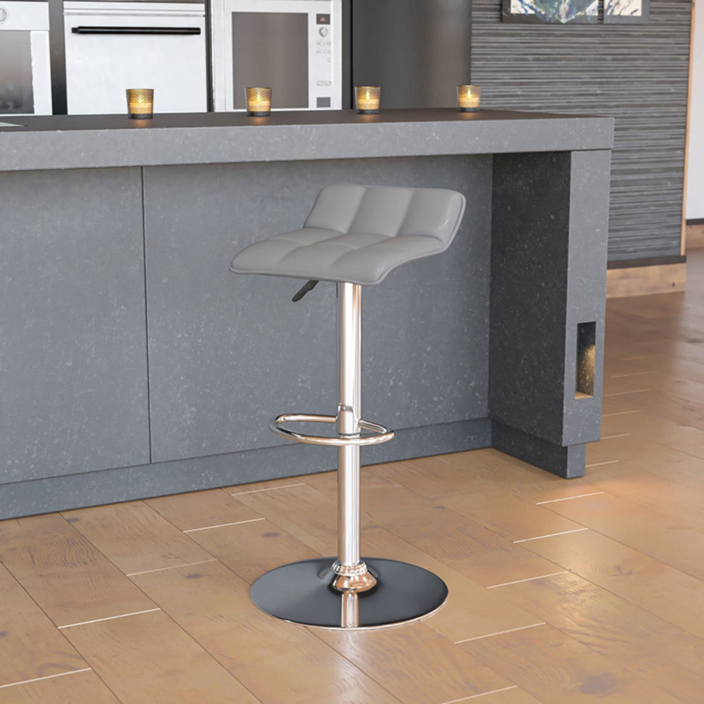 Flash Furniture Carmel Series 24" High Transitional Walnut Counter Height Stool With Nail Trim In Black Leathersoft