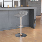 Flash Furniture Carmel Series 24" High Transitional Walnut Counter Height Stool With Nail Trim In Black Leathersoft