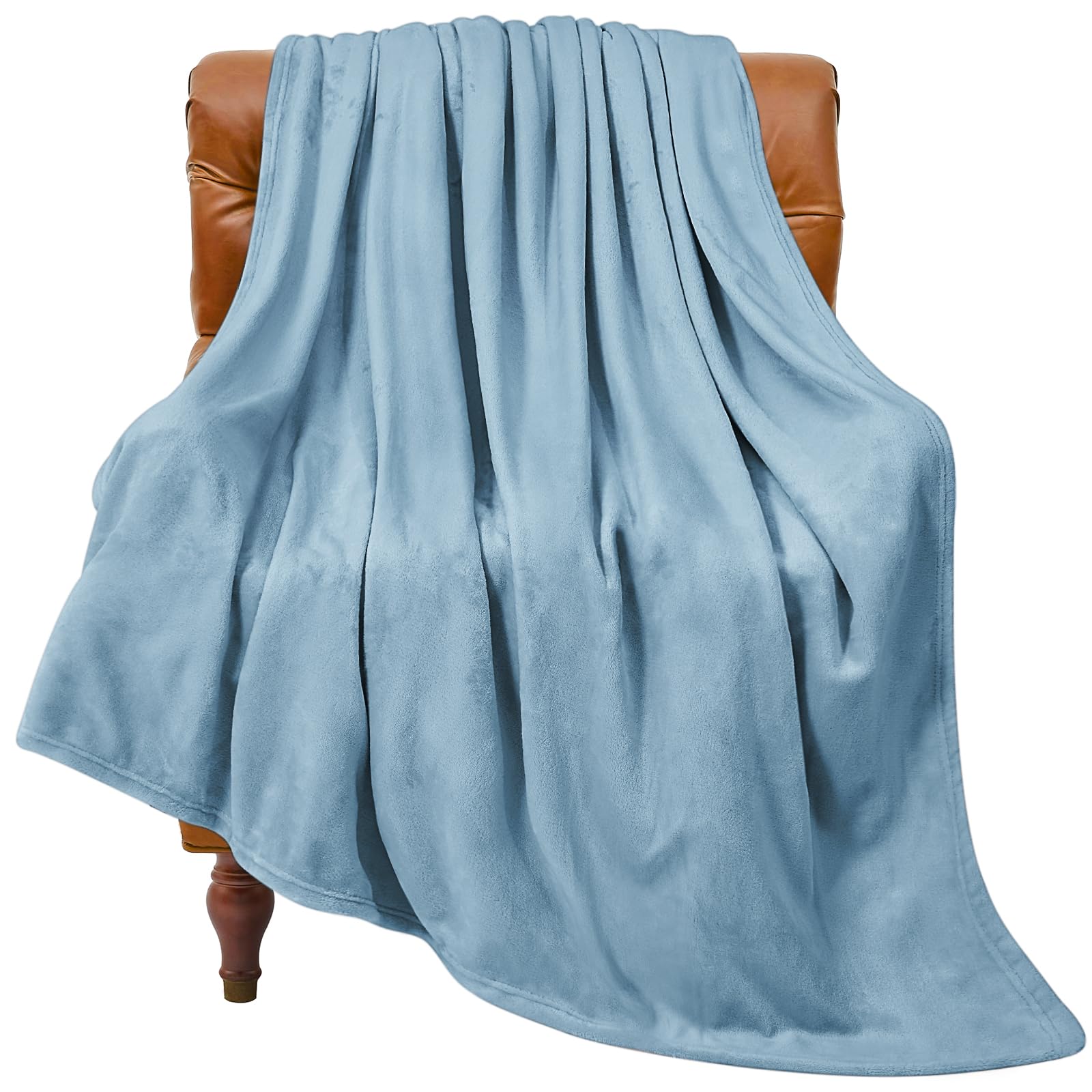 Bedelite Fleece Blanket Washed Blue Throw Blankets For Couch & Bed, 300Gsm Luxury Plush Cozy Fuzzy Blanket 50' X 60', Super So