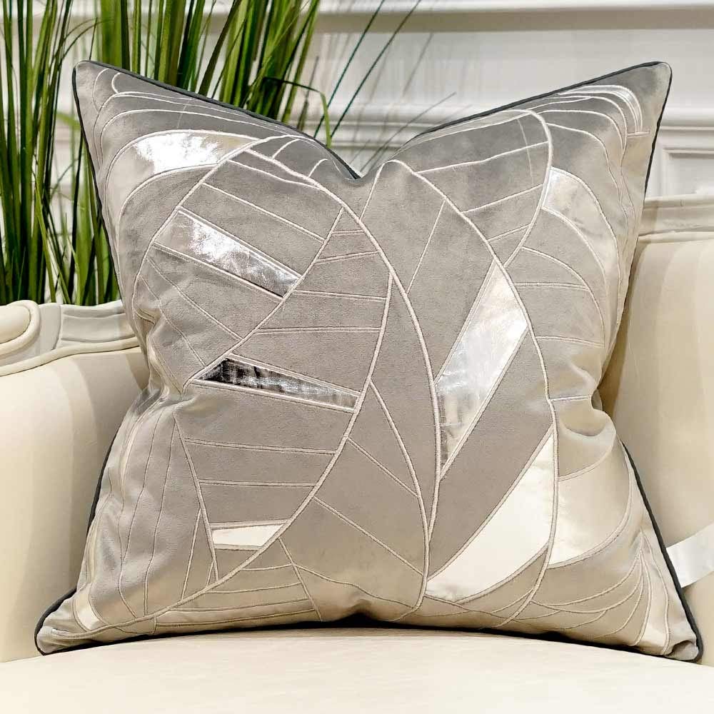 Avigers 18 X 18 Inches Grey Silver Striped Cushion Case Luxury European Throw Pillow Cover Decorative Pillow For Couch Living Ro