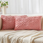 Miulee Coral Red Throw Pillow Covers 12X20 Inch, Soft Winter Plush Faux Wool Couch Pillow Covers Set Of 2 Decorative Farmhouse Boho Throw Pillows For Sofa Living Room Bed