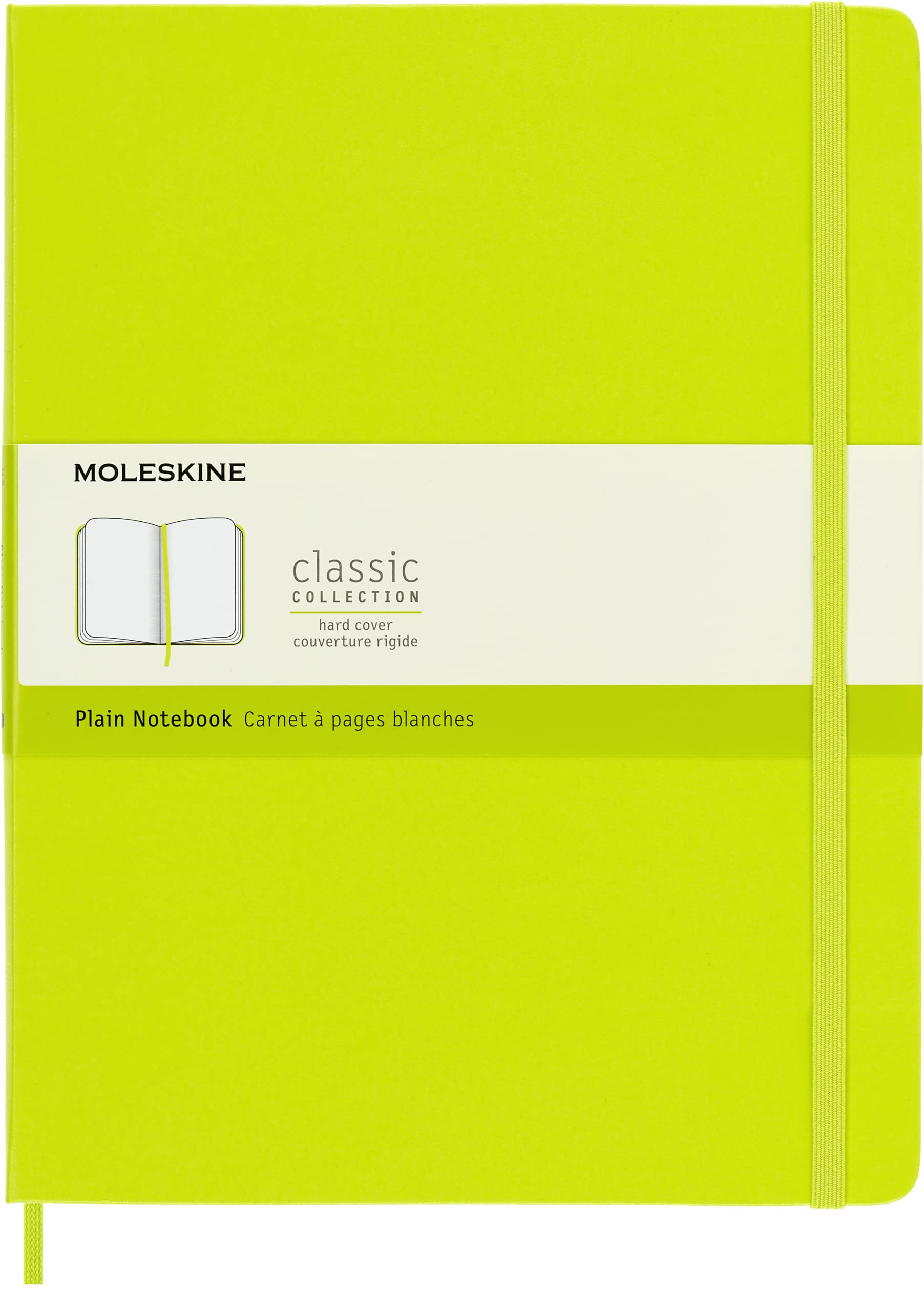 Moleskine Classic Notebook, Hard Cover, Xl (7.5' X 9.5') Plain/Blank, Lemon Green, 192 Pages