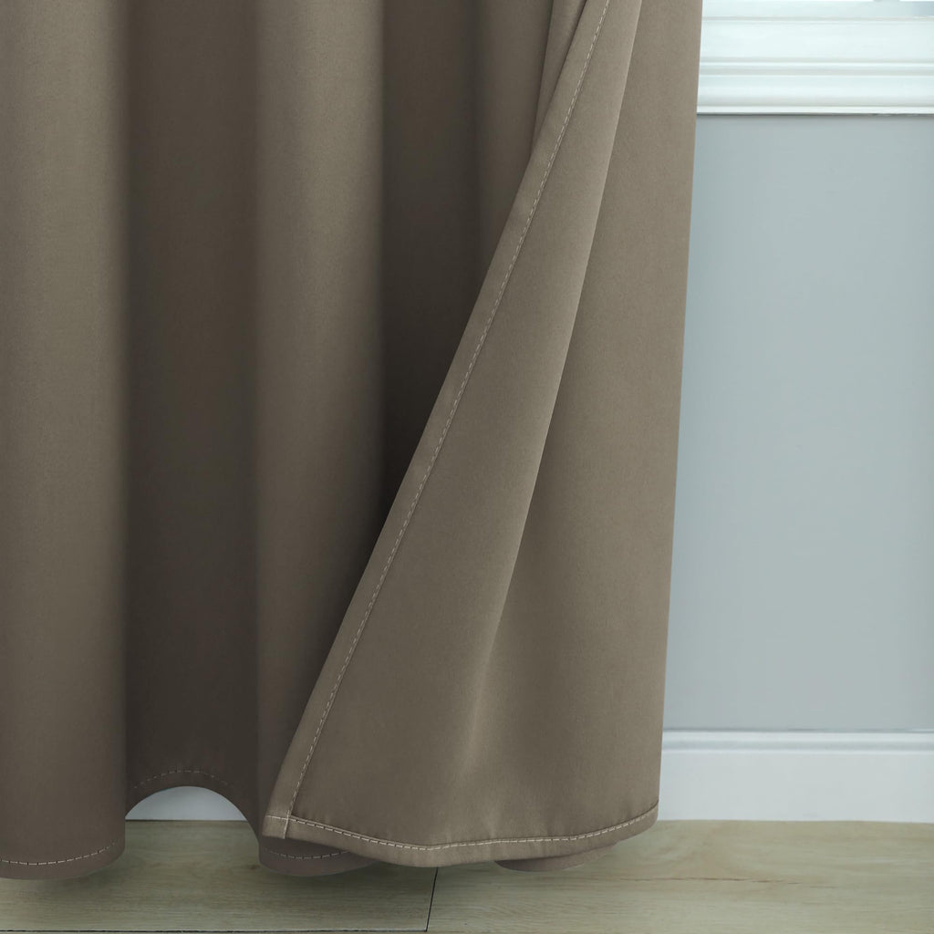 Mrs.Naturall Taupe Grommet Blackout Curtains For Bedroom 52X96 Inches Long
