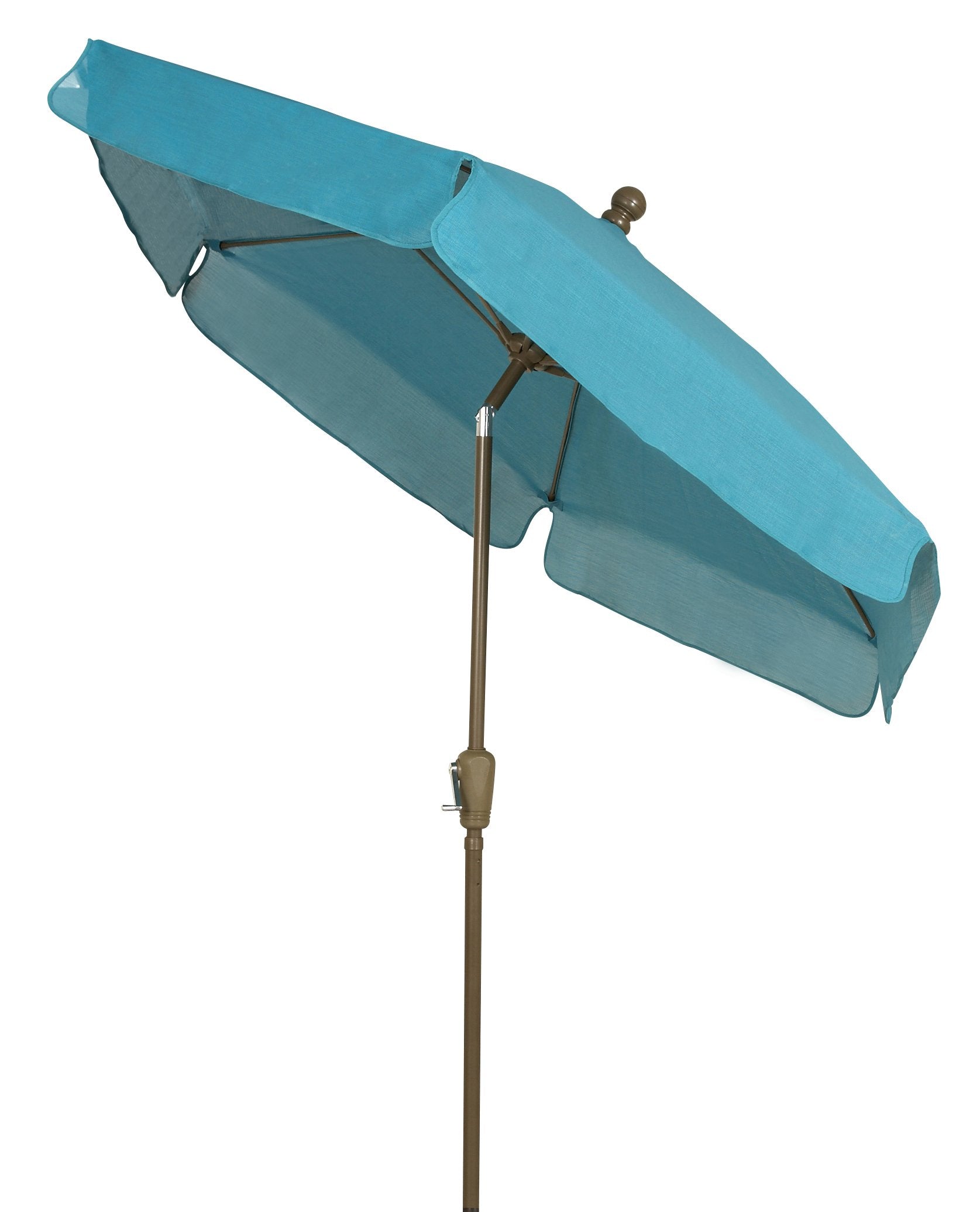 FiberBuilt Umbrellas Garden Umbrella with Push-Button Tilt, 7.5 Foot Teal Canopy and Champagne Bronze Pole