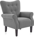 Belleze Modern Accent Chair For Living Room, High Back Armchair With Wooden Legs, Upholstered Wingback Side Chair Padded Armrest