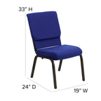 Flash Furniture Hercules Series 18.5''W Stacking Church Chair In Navy Blue Fabric - Gold Vein Frame