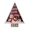 Wooden Advent Countdown Calendar with Lights and 2 Blocks - Days Until Christmas Countdown - Wood Snowman Santa Christmas Tree T