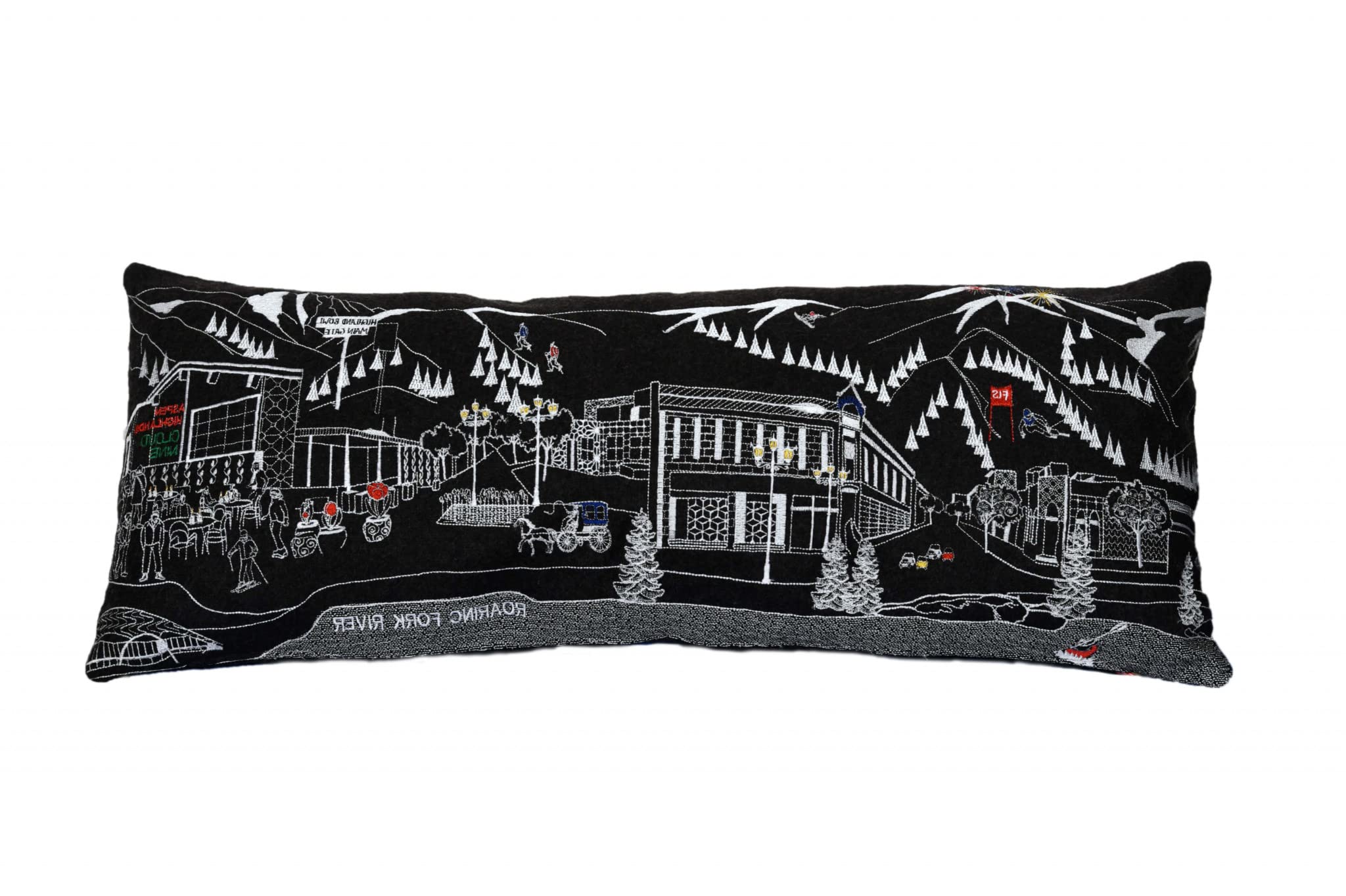 HomeRoots Grey 35' Black Aspen Nighttime Skyline Lumbar Decorative Pillow