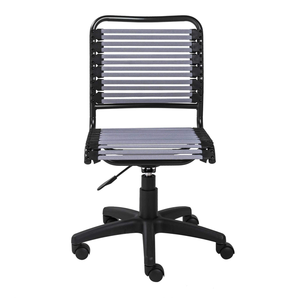 HomeRoots 18.12' X 24' X 37.21' Light Gray Flat Bungie Cords Low Back Office Chair with Graphite Black Frame and Base