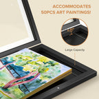 2 Pack Kids Art Frames, Kids Artwork Frames Changeable 8 X10.5 With Mat And 9 X12 Without Mat, Black Front Opening Children Pict