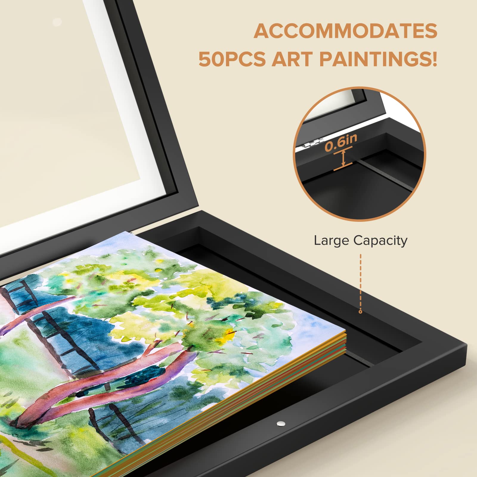 2 Pack Kids Art Frames, Kids Artwork Frames Changeable 8 X10.5 With Mat And 9 X12 Without Mat, Black Front Opening Children Pict