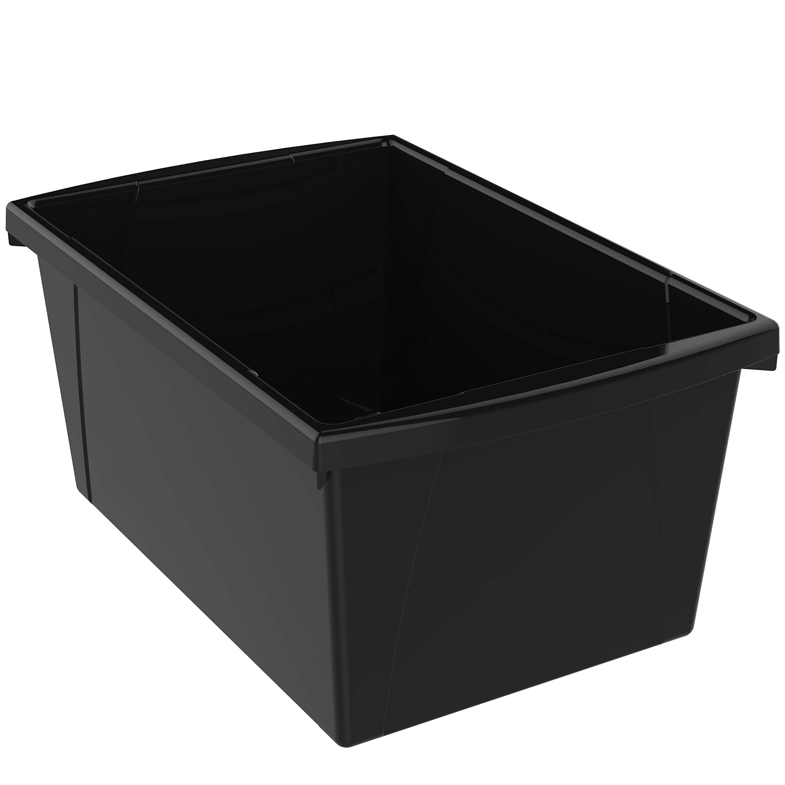 Storex 5.5 Gallon Storage Bin - Plastic Classroom Organizer for Books and Supplies, Black, 1-Pack (61429A06C)