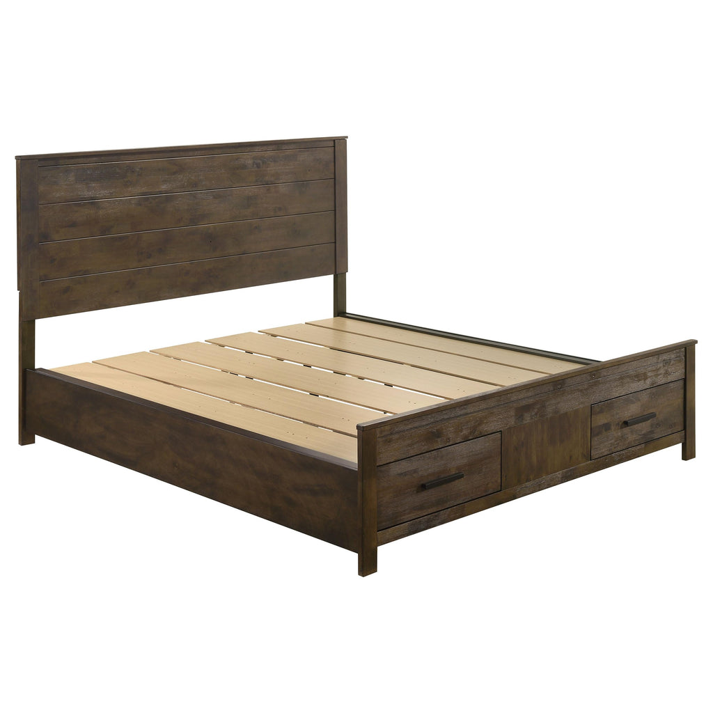 Coaster Home Furnishings Woodmont Farmhouse Wood California King Size Storage Panel Bed Frame 54-inch Headboard Rustic Golden Brown 222631KW
