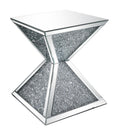 Acme Noralie Square End Table in Mirrored and Faux Diamonds