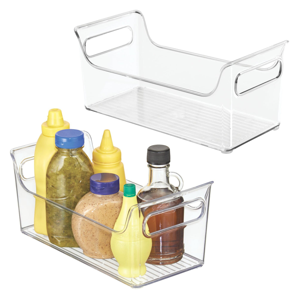 iDesign Plastic Condiment Organizer with Handles, Set of 2, Clear