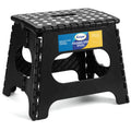 Korpai 11' Folding Step Stool For Adults And Kids Holds Up To 300 Lbs,Non-Slip Folding Stools With Portable Handle, Compact Plastic Foldable Step Stool For Bathroom,Bedroom, Kitchen Black, 1Pc