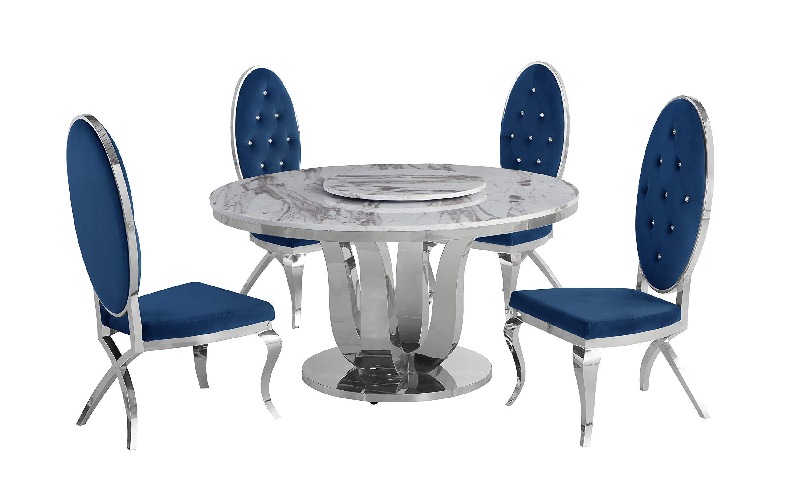 Furniture D16L-4SC59 Dining Sets, Navy Blue
