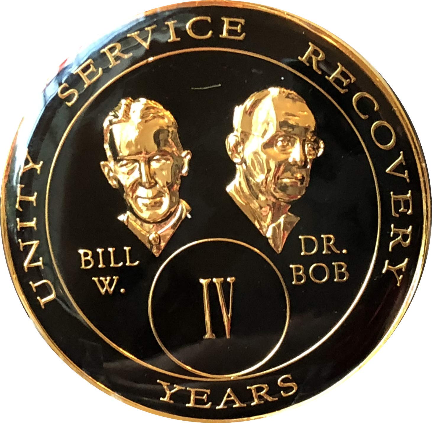 4 Year Aa Medallion Black Gold Plated Tri-Plate Founders Bill & Bob Chip Iv