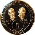 4 Year Aa Medallion Black Gold Plated Tri-Plate Founders Bill & Bob Chip Iv