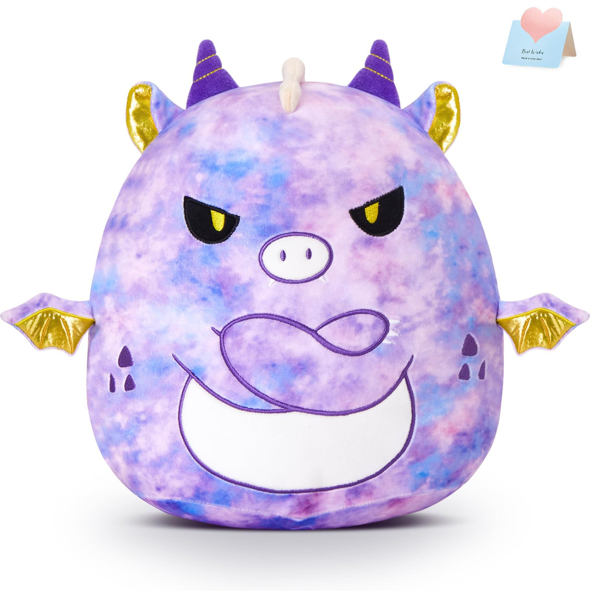 Glow Guards Original 12 ' Purple Tie-Dye Dragon Plush Pillow - Cute Stuffed Animal Soft Toy Dinosaur - Birthday Gift For Boys G