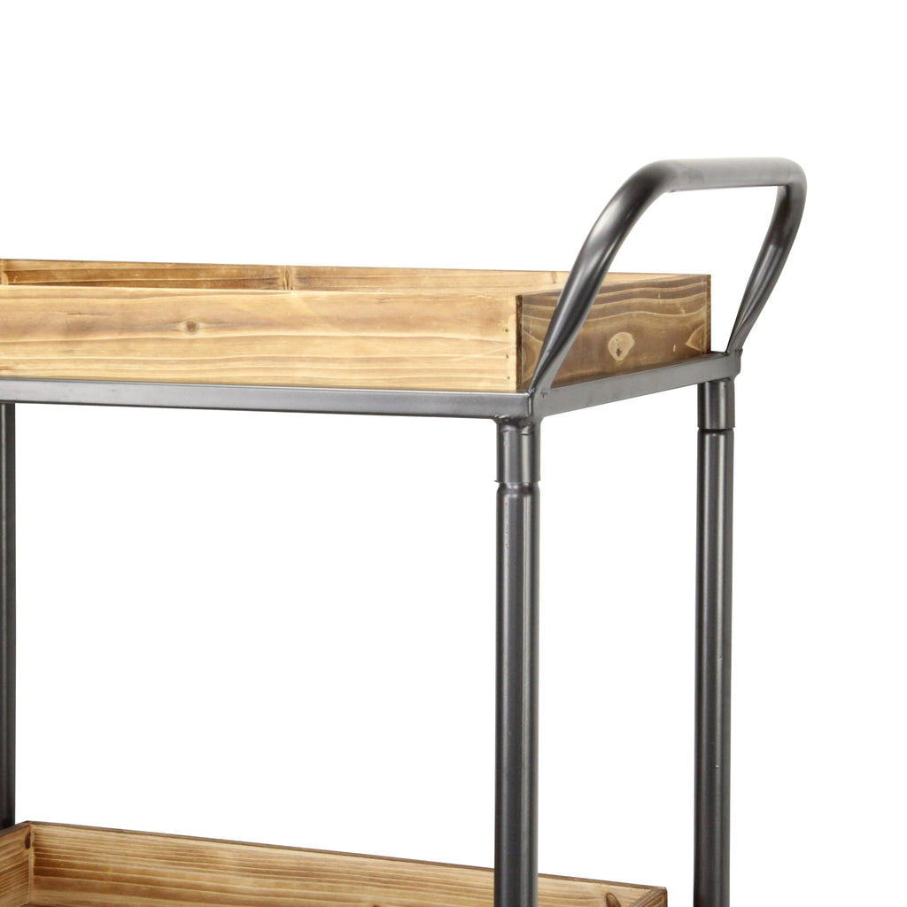 Elown 3 Tier Wheeled Wood Tray Cart
