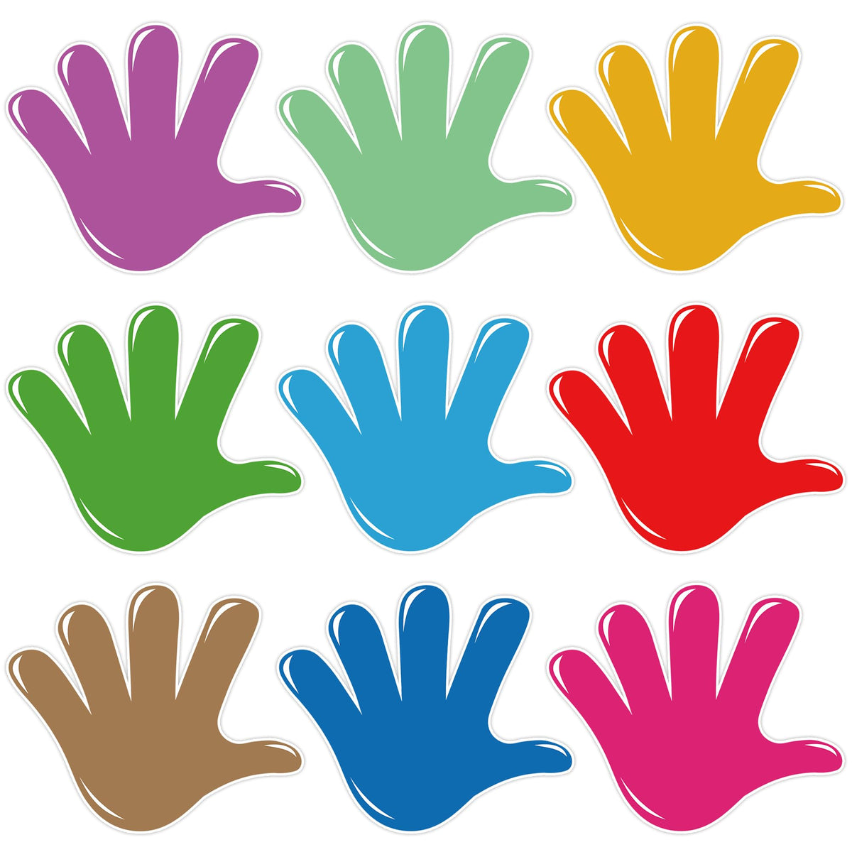 Wonmon 45 Pcs Colorful Hand Prints Cutouts For Classroom Decorations ...