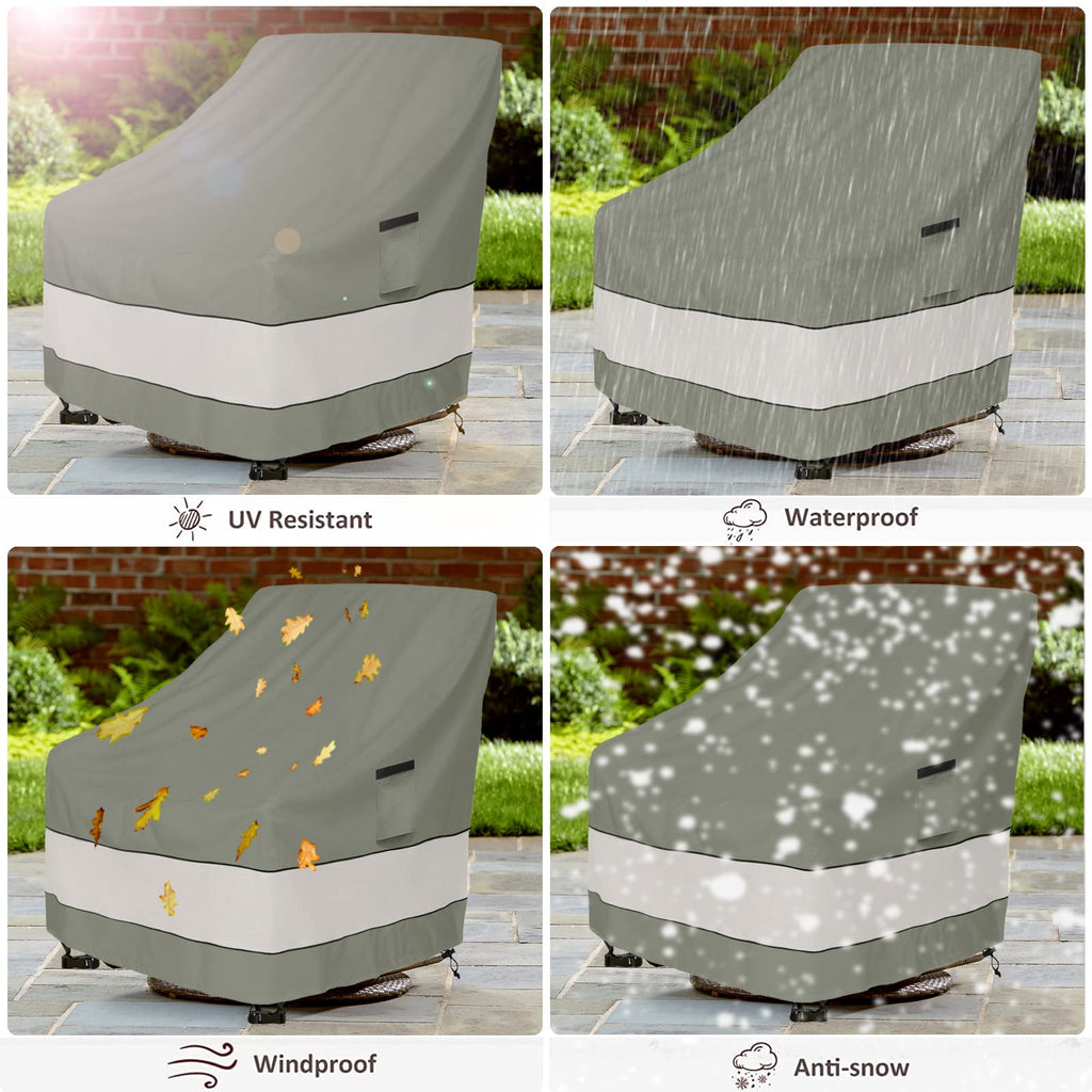 Outdoor Swivel Lounge Chair Cover 2 Pack,Waterproof 100% Outdoor Patio Chair Covers,30W X 34 D X 38.5 H Inches,Outside Furniture Lounge Deep Seat Cover -Grayish Green