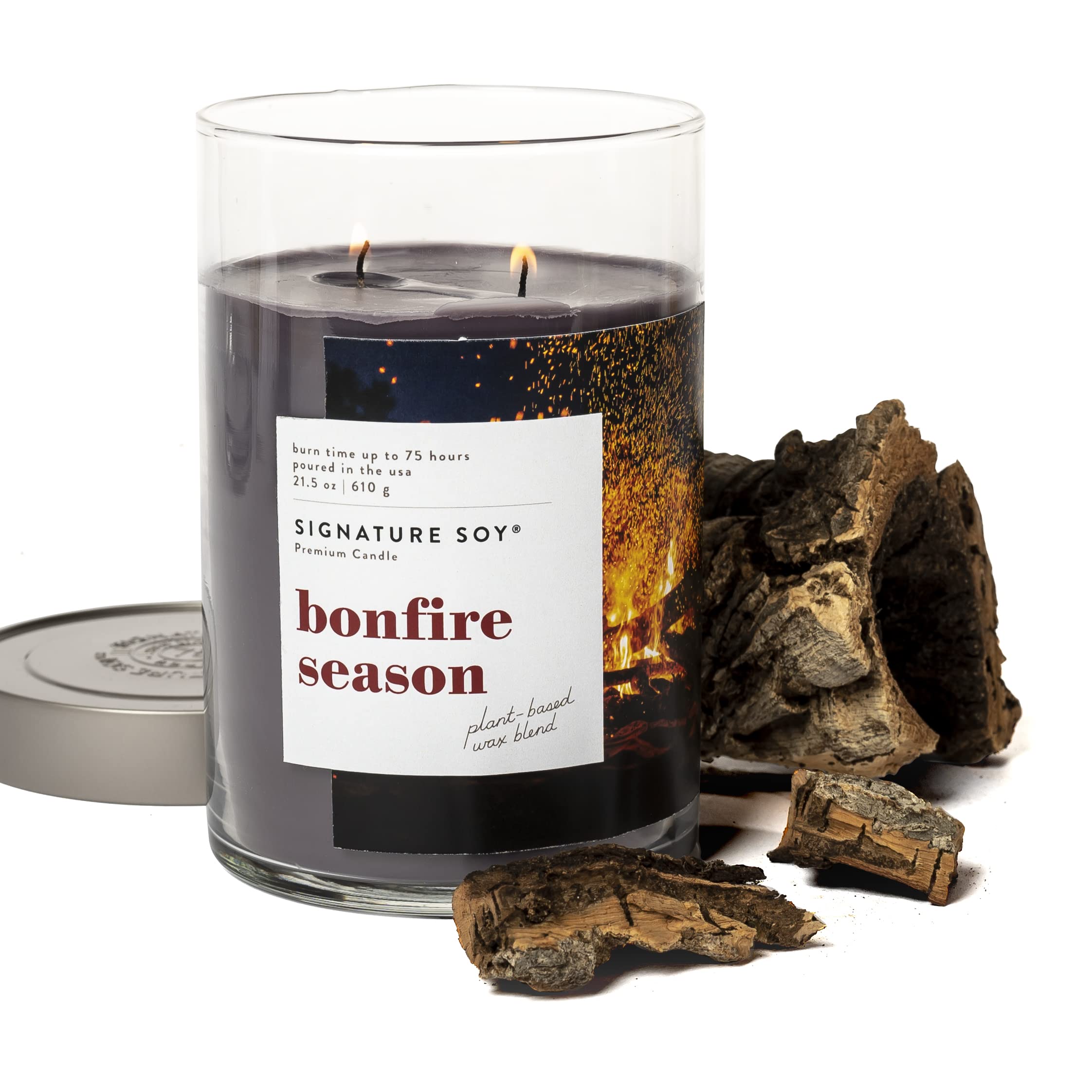 Signature Soy Lidded Bonfire Season Scented Candle, Extra Large Jar