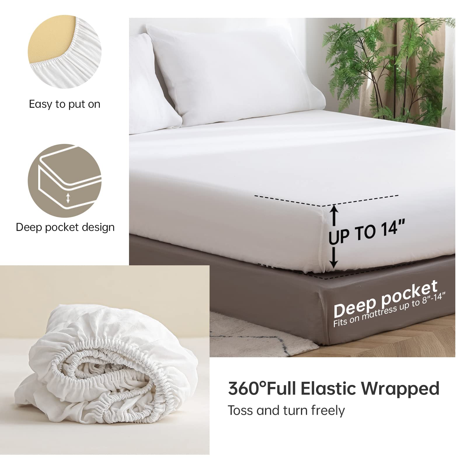 Simple&Opulence 100% Belgian Linen Sheet Set Handmade Hemstitch White King Size Bed Sheet-4 Piece (1 Flat Sheet+1 Fitted Sheet+2