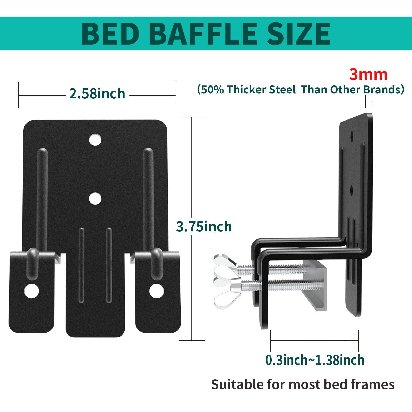 Laowu 6 PCS Non Slip Mattress Gripper Set, Adjustable Steel Mattress Retainer, Black, Fits Metal Frames