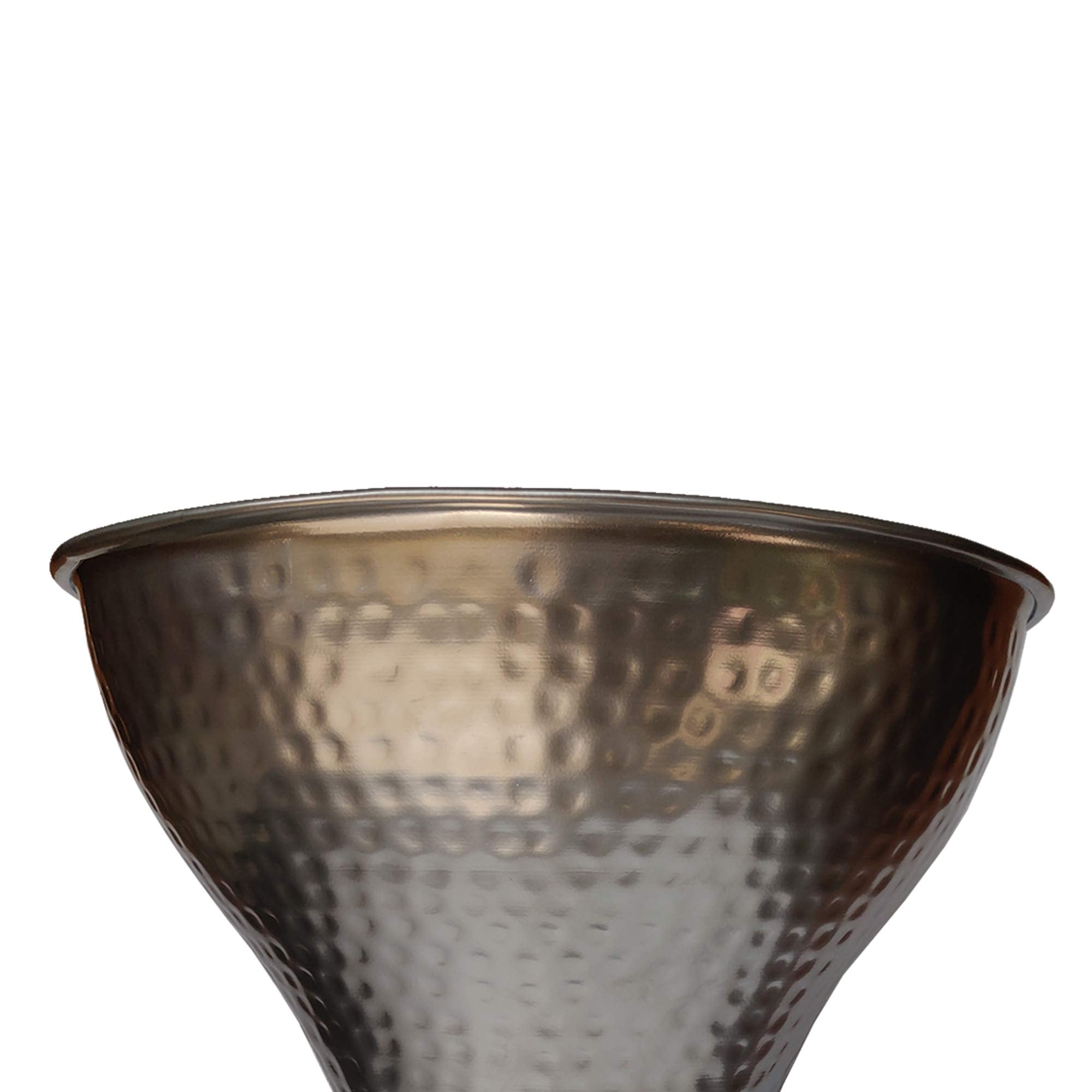 Benjara Industrial Style Hammered Texture Iron Stool with Hourglass Shaped Body, Silver