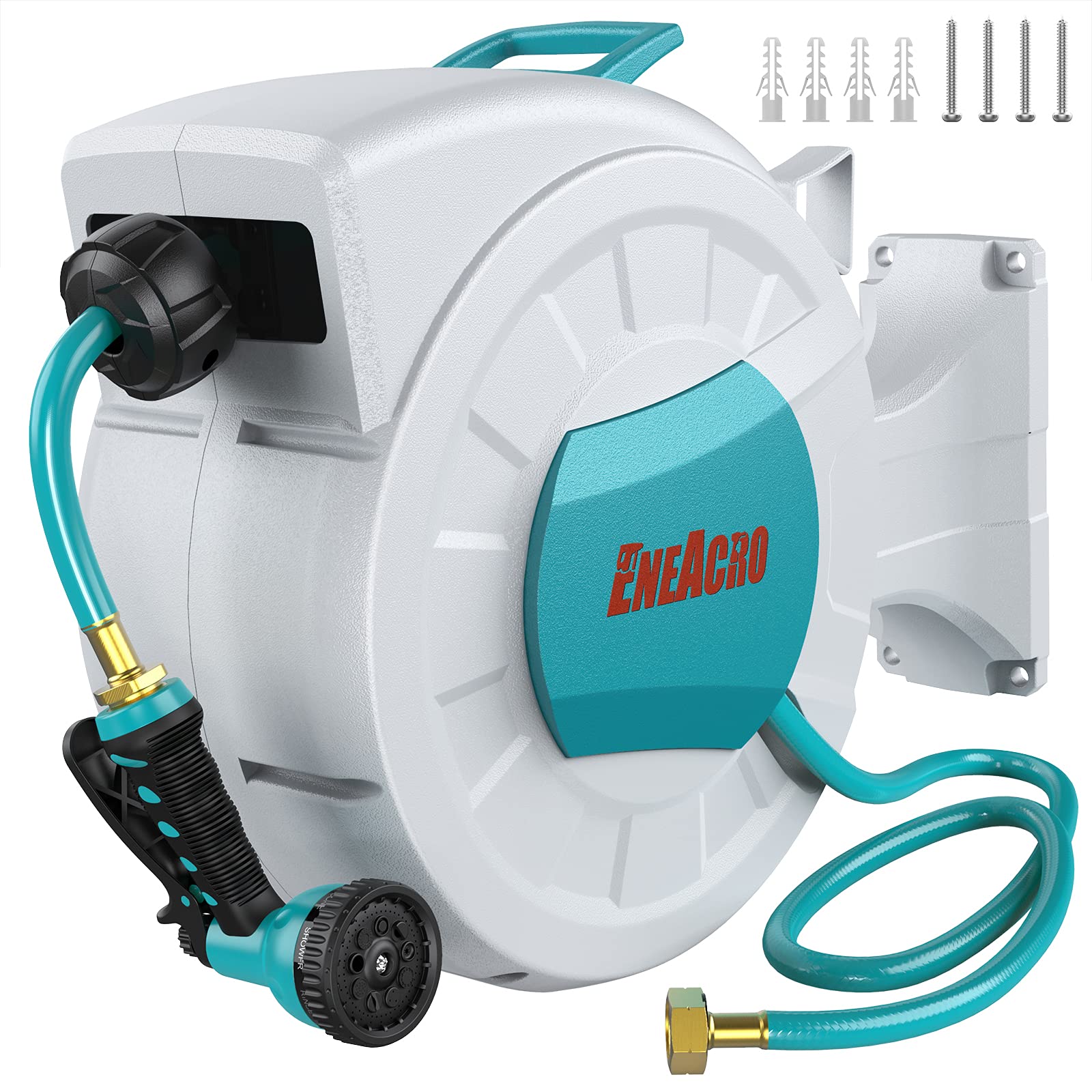 Eneacro Retractable Garden Hose Reel With Wall Mount 1/2'