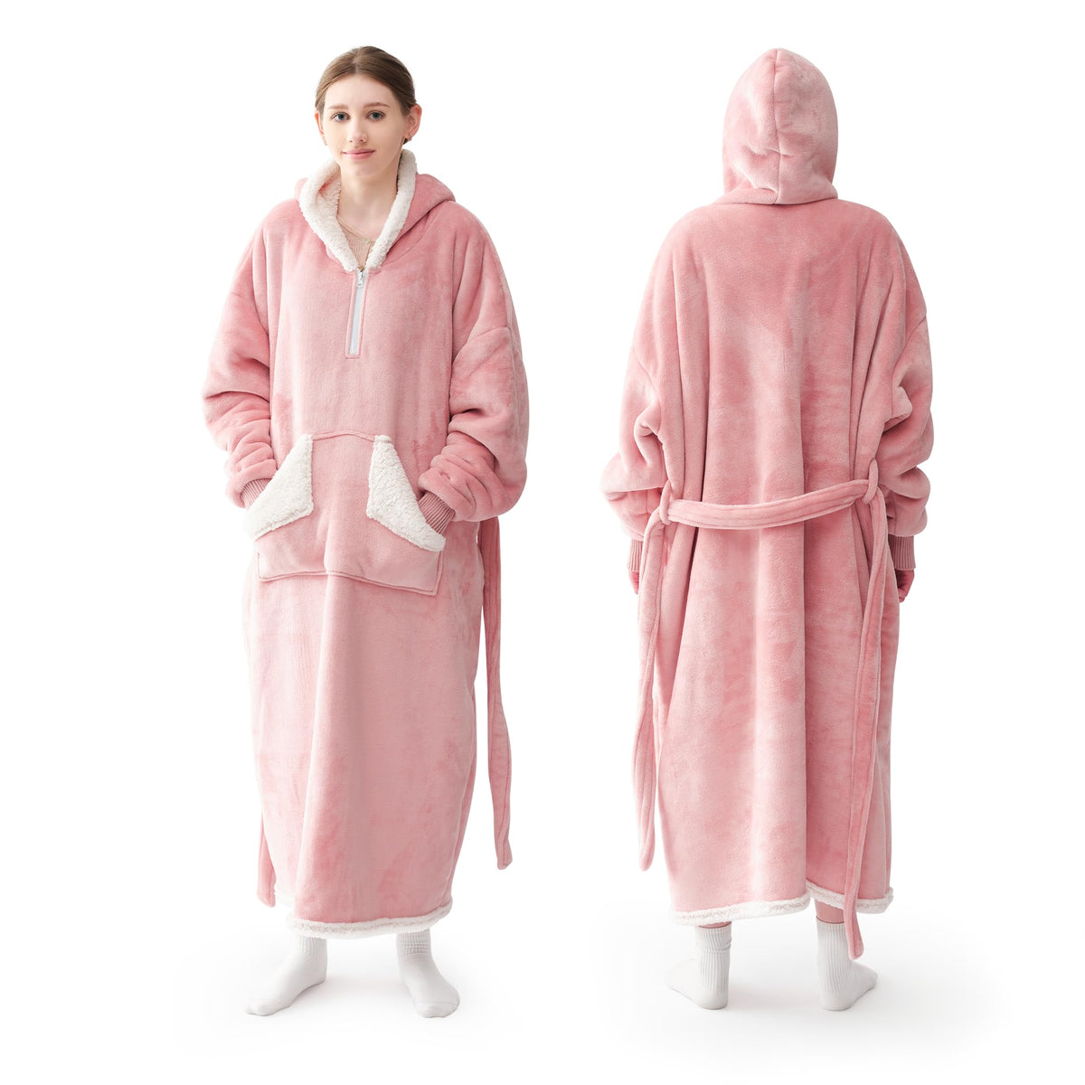 Touchat Wearable Blanket Hoodie As Gifts For Women And Men,Warm And Cozy Large Blanket Sweatshirt,Thick&Long Sherpa Fleece Hoode